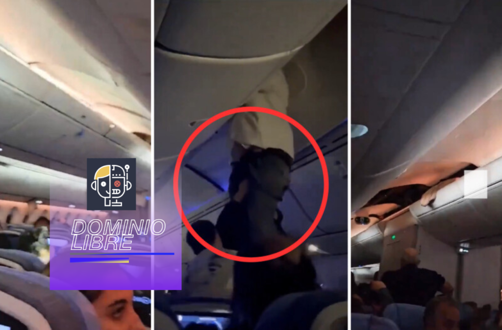 Aterradora turbulencia envía a un hombre a volar hacia un contenedor superior en un video viral.
