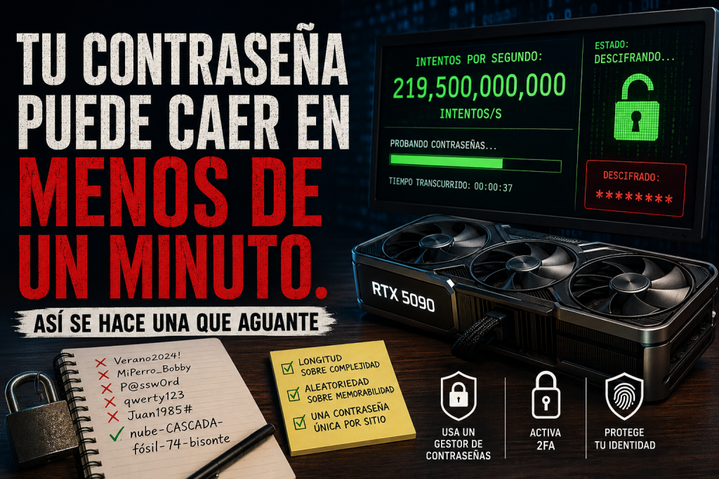 Tu contraseña puede caer en menos de un minuto. Así se hace una que aguante